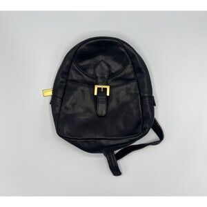 Vintage Tignanello Sling Backpack Black/Gold Soft Leather One Shoulder Buckle